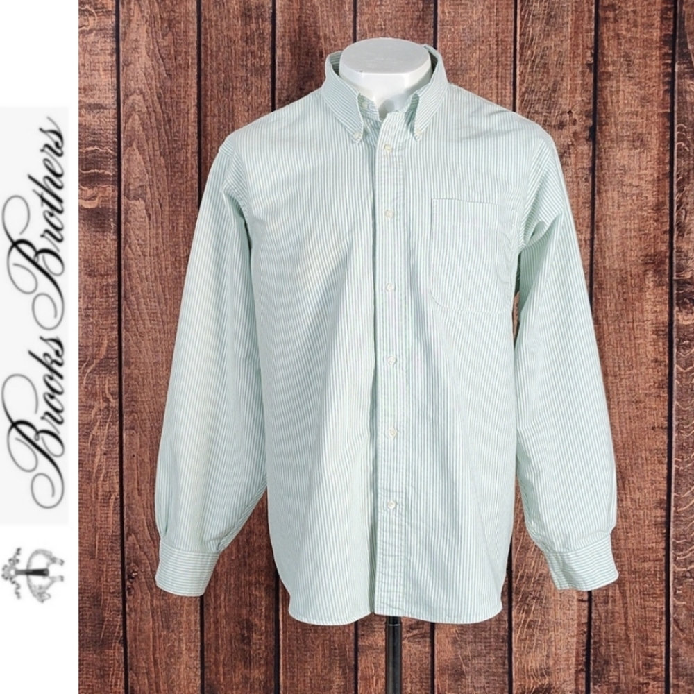 Vtg Brooks Brothers Mens 1818 Oxford Button Down Pastel Green Pocket Like New